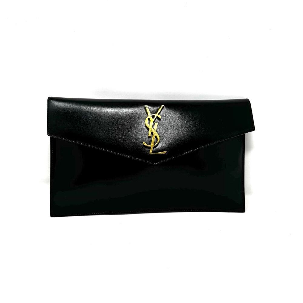 Saint Laurent Uptown Black Leather Pouch with Dustbag - Picture 2 of 10